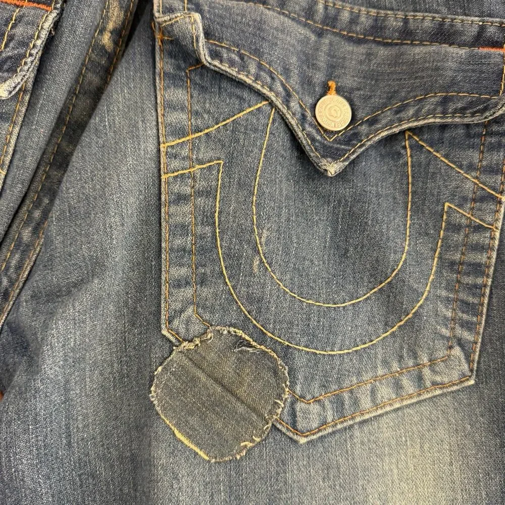 True Religion Joey Distressed Patchwork Flare Jeans Mens 33x33 Vintage Y2K